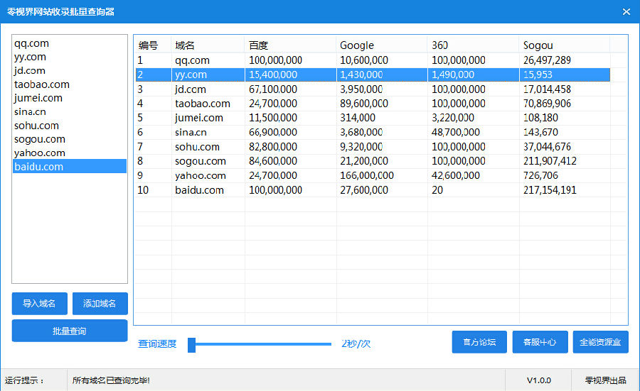 零视界网站收录批量查询器